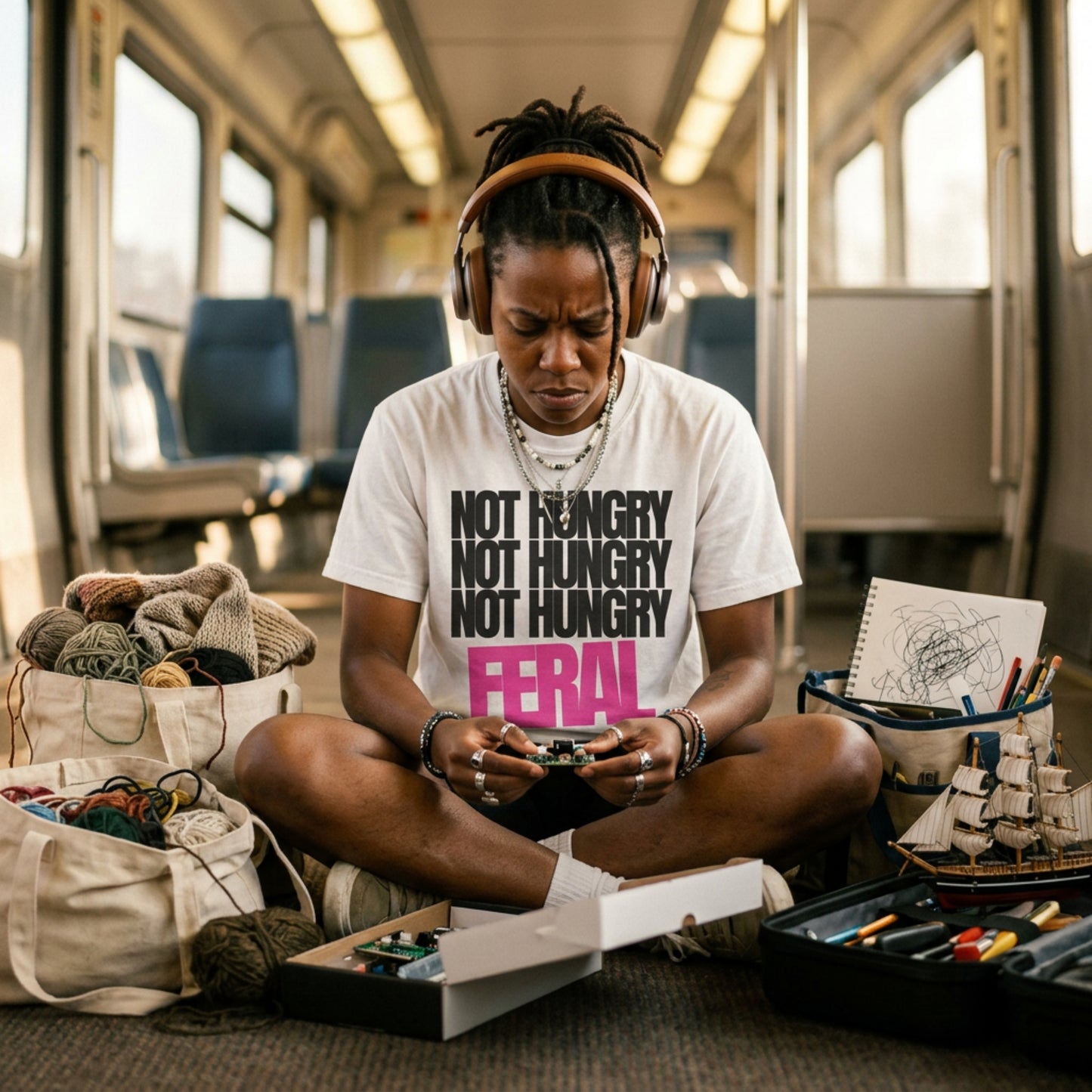 Not Hungry Feral Tee (Pink)